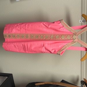 Lilly Pulitzer dress hot pink with gold embroidery